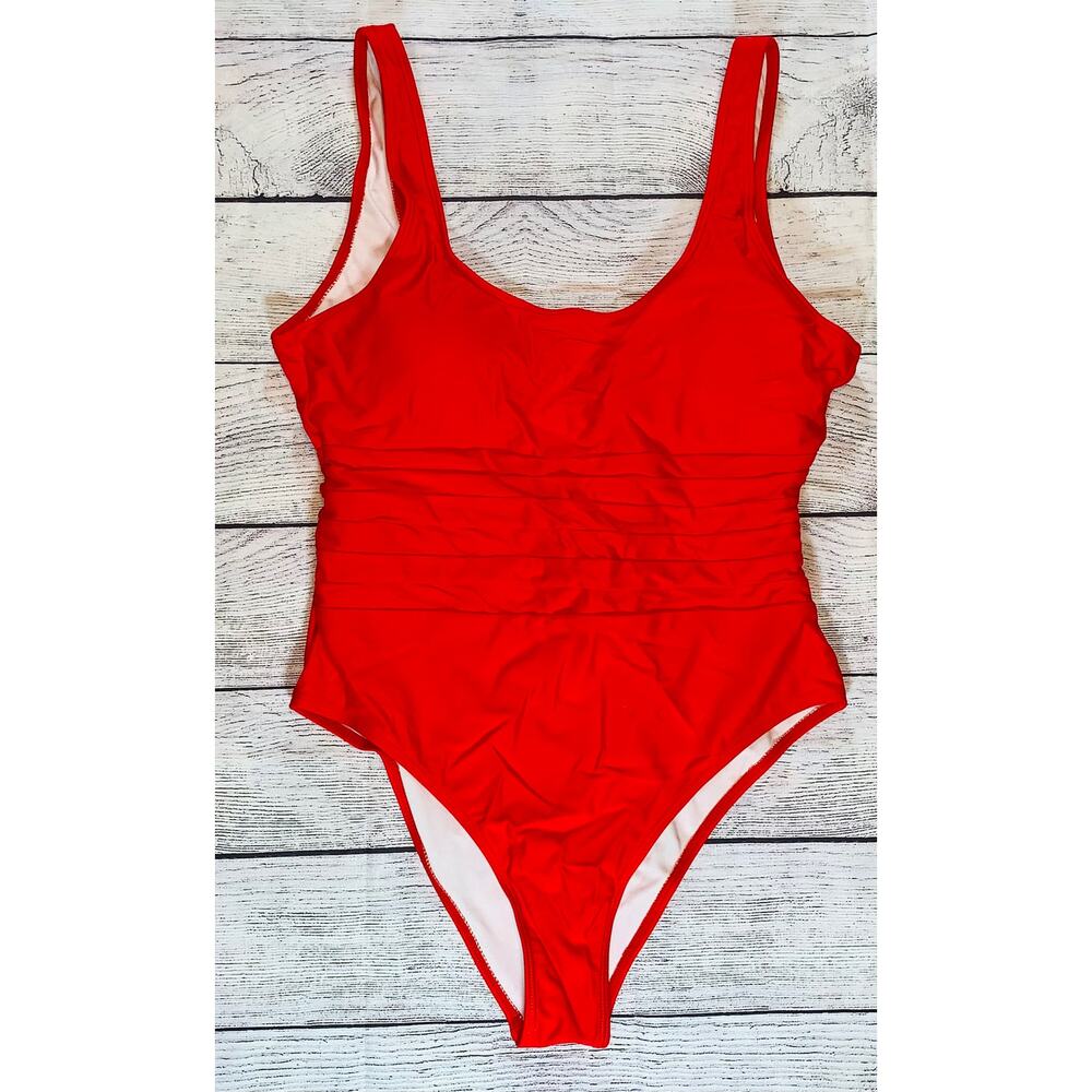Women’s One Piece Ruched Waist Band Swimsuit- Size Large